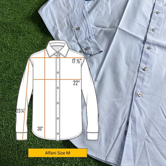 Alfani Long Sleeve Button Up Slim Fit Stretch Business Casual Blue Shirt Size M - Picture 2 of 11